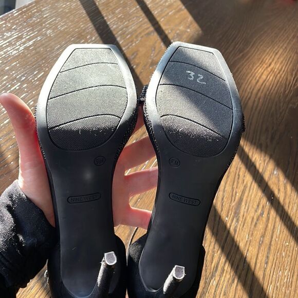 Nine West black rhinestone square toe stiletto heels, NWOT size 9.5 - Picture 8 of 9